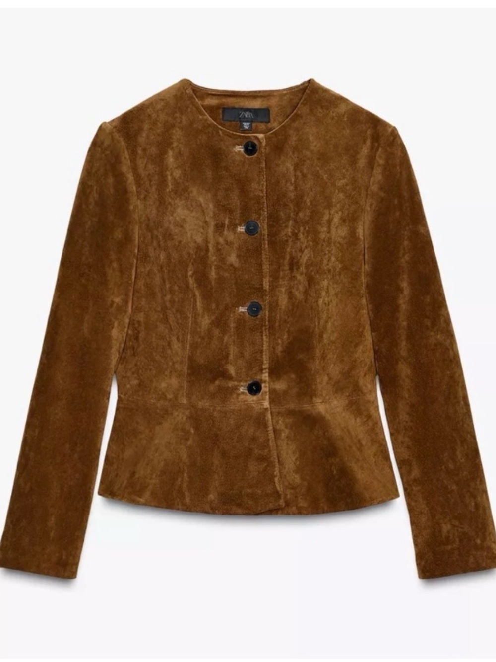 Zara Brown Suede Button-Down Jacket - Picture 4 of 13